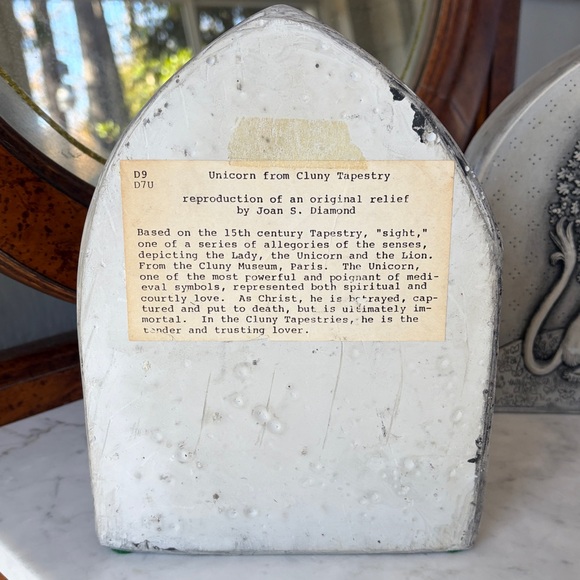 RESERVED msyentl11 Vintage Repro Unicorn & Lion Gray Stone Bookends from 15th c. - Picture 4 of 11